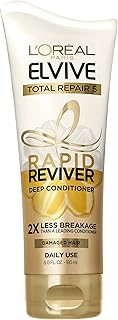 L'Oreal Paris Elvive Total Repair 5 Rapid Reviver Deep Conditioner, Repairs Damaged Hair, No Leave-In Time, Heat Protectan...