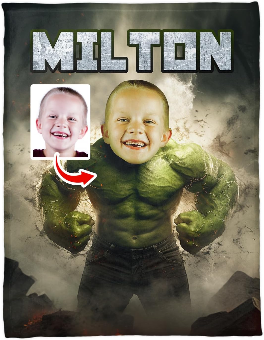 TEEWARRIOR Personalized Superhero Blanket, Kids Superhero