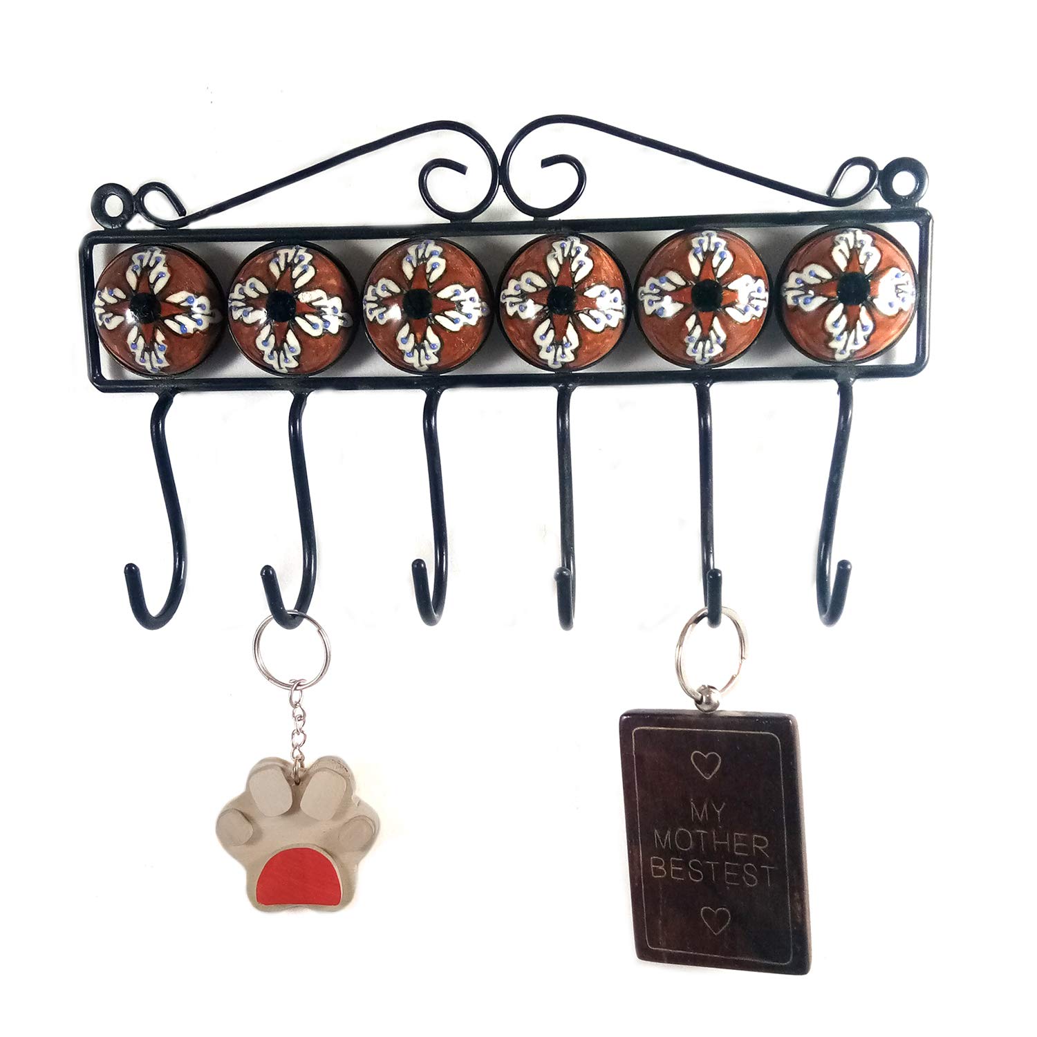 India Meets India Handicraft Wall Key Hook Coat Hanger Key Rack Organizer. Best Gifting Made by Awarded Indian Artisan
