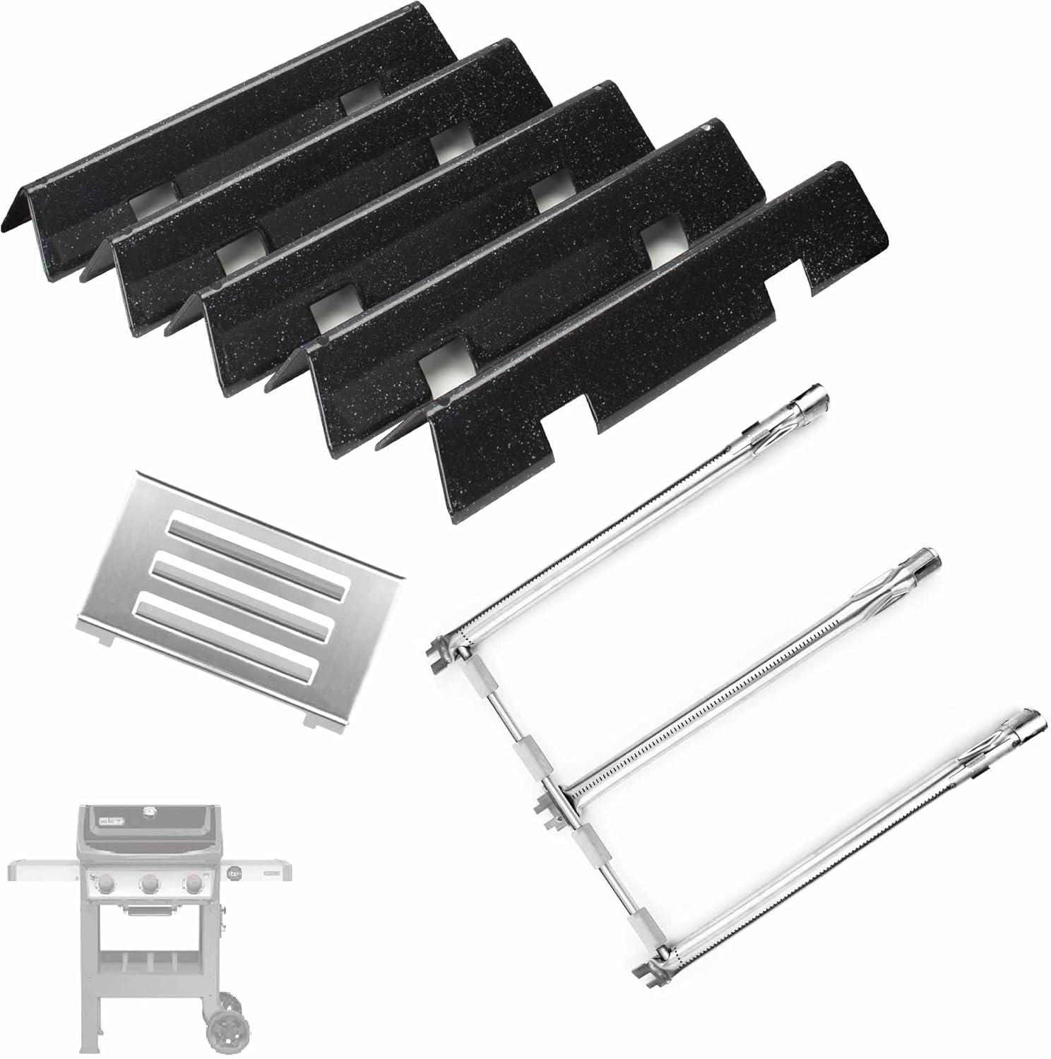 SafBbcue Grill Parts Kits for Weber Spirit II 300 Series GS4 Gas Grills 7636 Flavorizer Bars 69787 Burner Tube 67060 Heat Plate for Weber Spirit 2 300 Grill Replacement Parts E/S-330/310/320