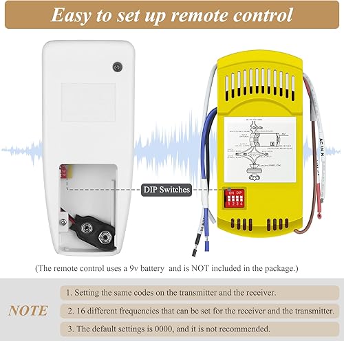 Miniatura 4 de Kit de control remoto universal para ventilador de techo Harbor Breeze Hampton Bay, Hunter, Hunter para ventilador remoto de 3 velocidades con