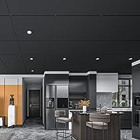 Vista 8 de Art3d 12-Pack Smooth Drop Ceiling Tile 2ft x 2ft - Fire-Rated, Waterproof, Reusable - Premium PVC, No Sag and Breakage - Cover 48 Sq. Ft, Black