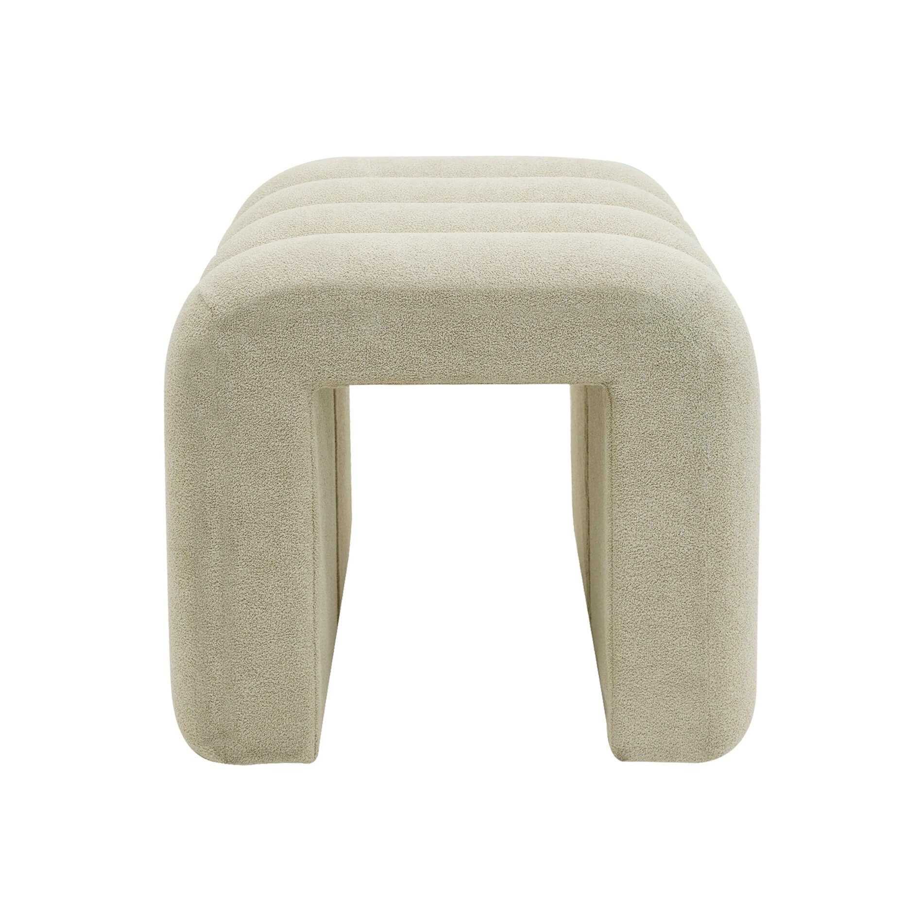 Rebecca Mobili Set 2 Pouf Moderni, Poggiapiedi Bassi, Beige, Tessuto Poliestere MDF, Imbottito, Design Originale, per Camera da Letto Salotto - Misure HxLxP: 40 x 38 x 40 cm - Art. RE7061