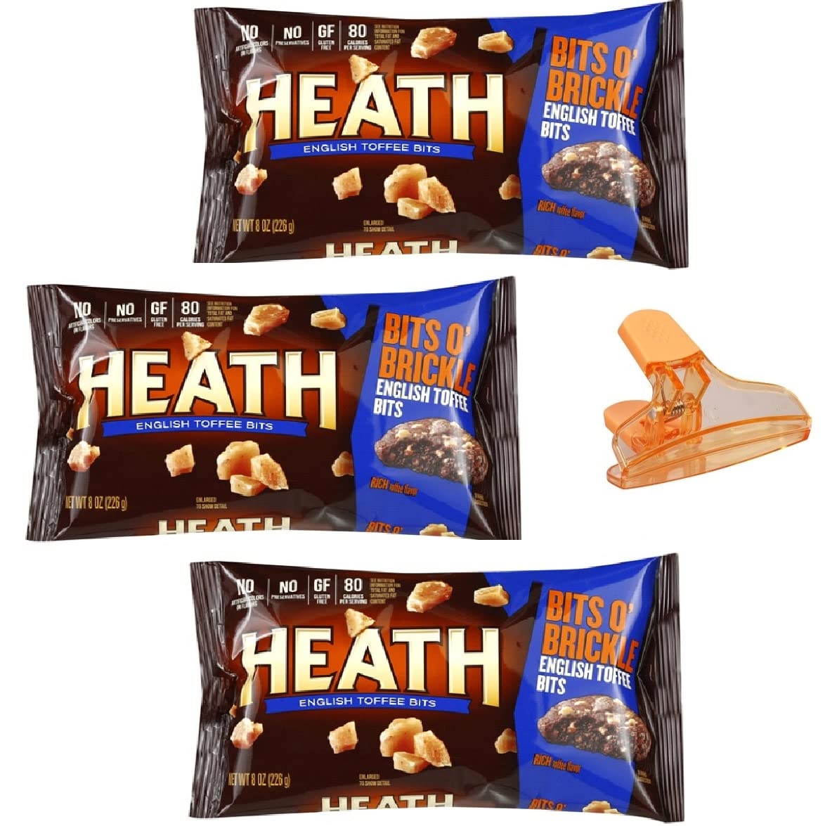 Heath English Toffee Baking Chips Bundle Includes 3 Bags of Bit O' Brickle Bits Plus