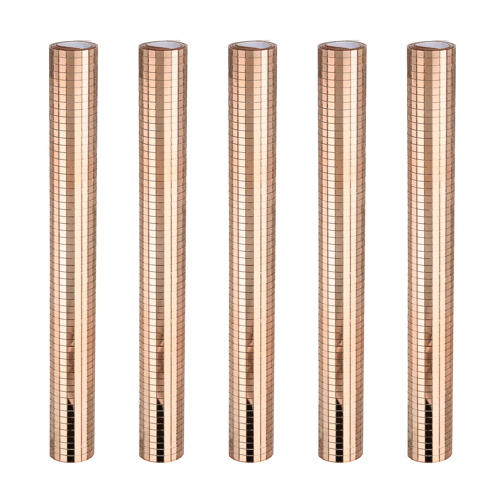 sourcing map 18000 Pcs Mirror Mosaic Tiles 5 x 5 mm Square Glass Self-Adhesive Disco Ball Mirror Tiles Sticker for DIY Craft Decoration Art Collage Card Making, Rose Gold โ image 1