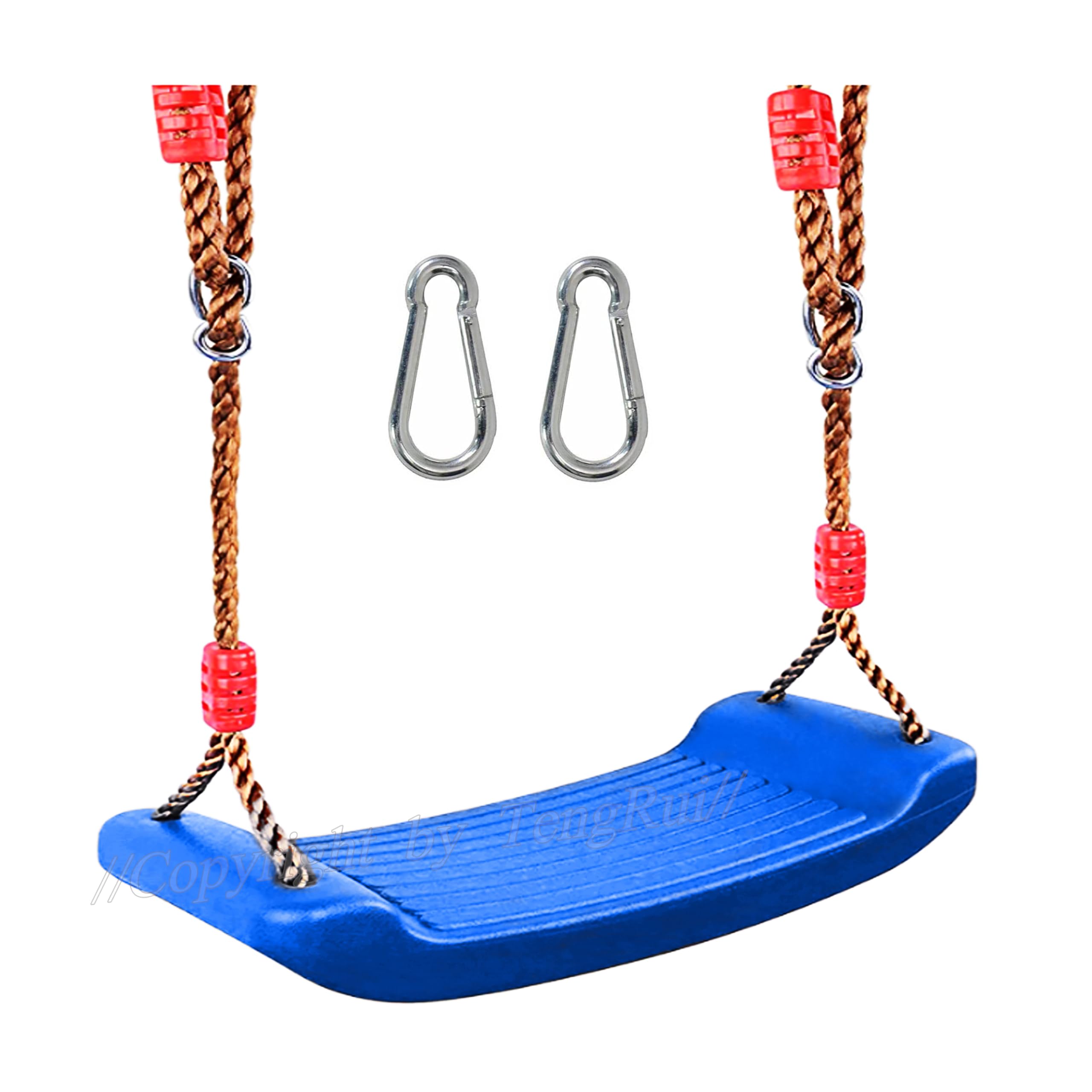 TengRui Swing Seat with Adjustable Rope and Screw Lock Carabiner Hooks Tree Swing for Indoor Outdoor (NAVY BLUE)