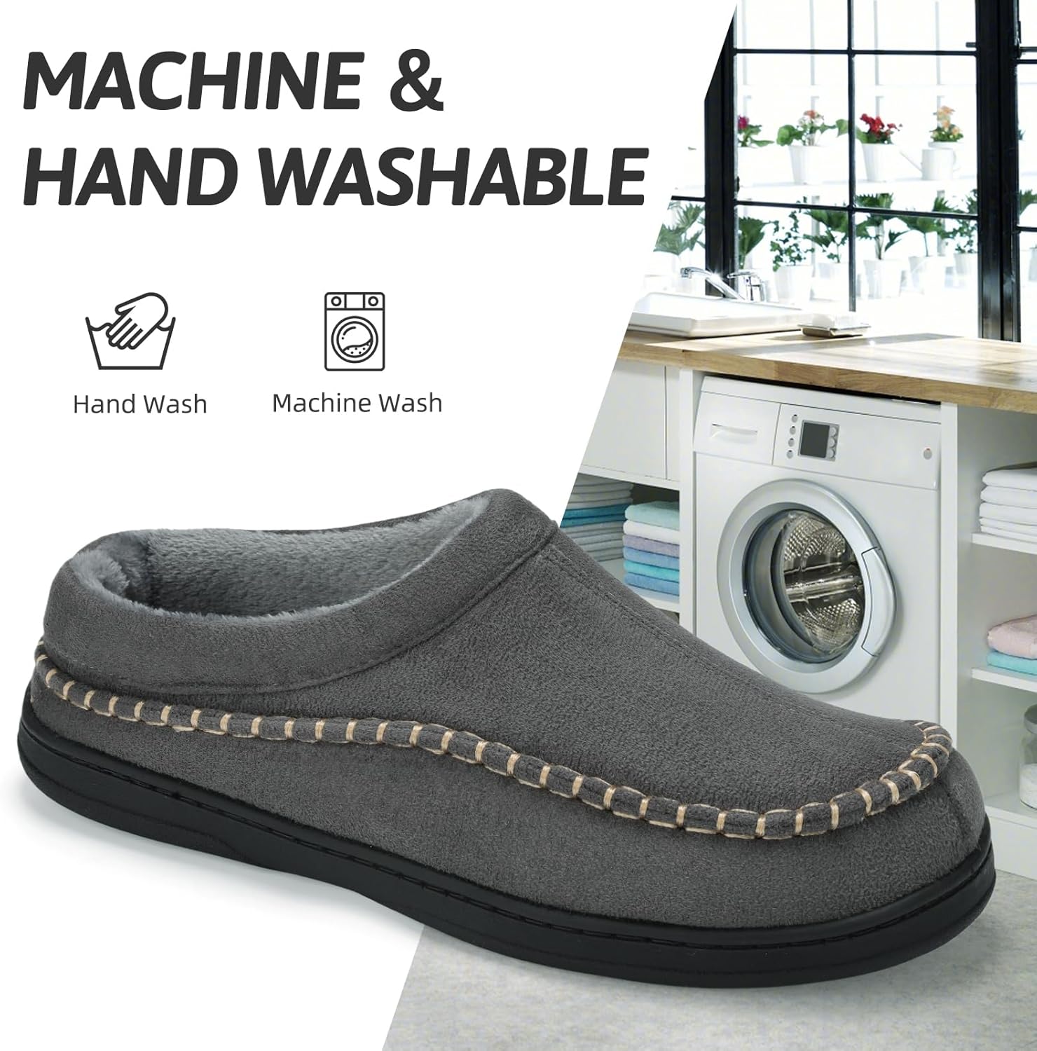 ATHMILE Mens House Shoes Fuzzy Warm Moccasin Memory Foam House Slippers for Men Cozy Winter Mens Slippers for Home Bedroom Indoor Outdoor - Image 6