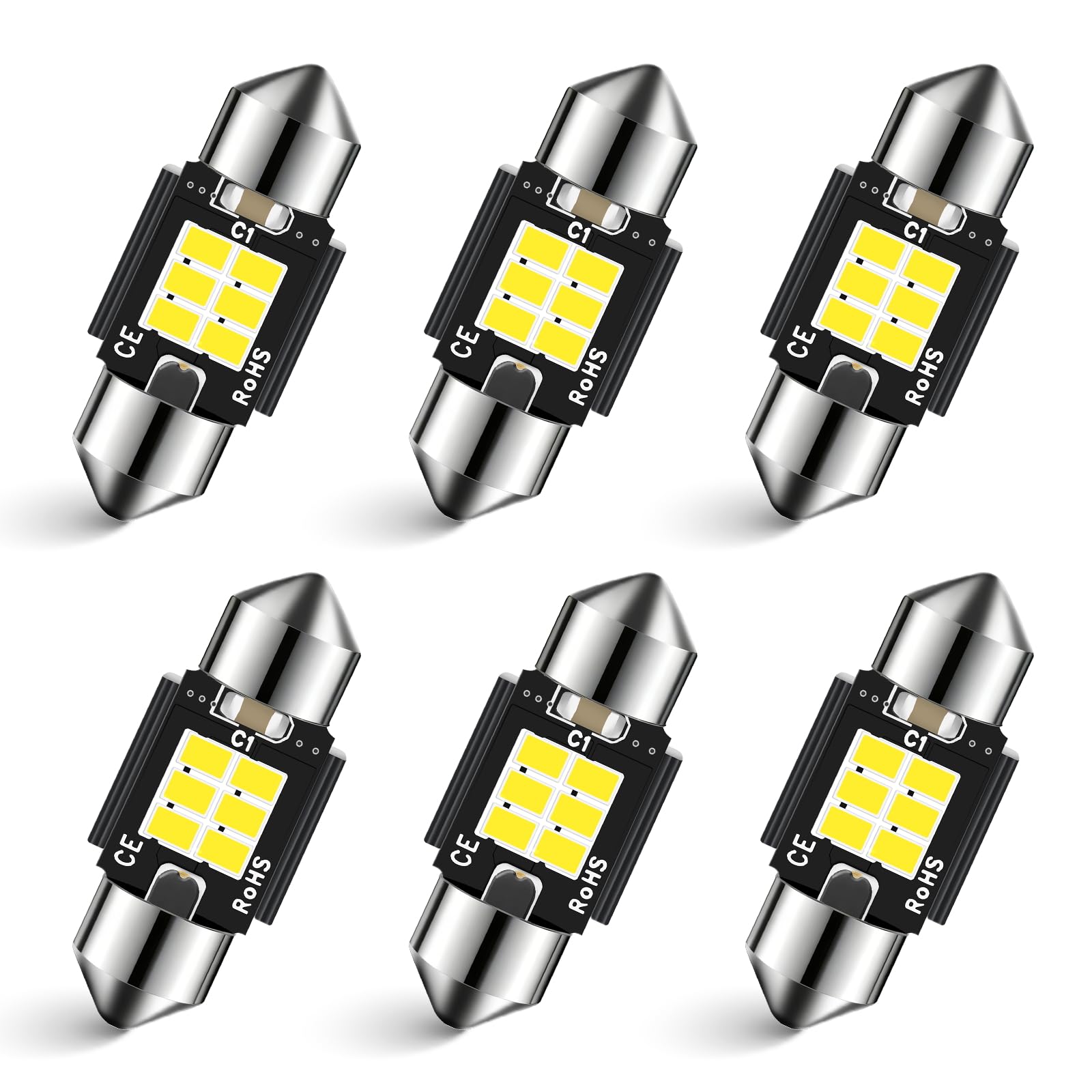 Defvnsy 31mm 12V-18V Weiße Innen Beleuchtung (6 Stück)