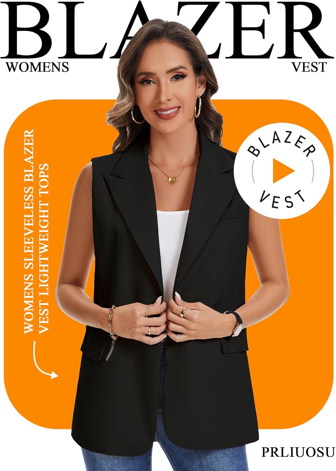 Sleeveless Blazer Vests for Women 2025 Trendy，Fully Lined Fashion Casual Work Office Suit Vest with Pockets - Image 4