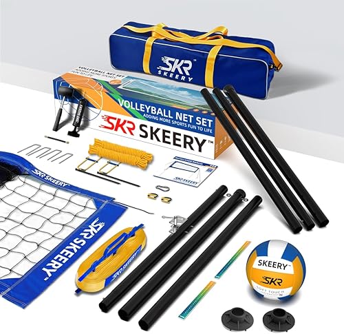 Miniatura 7 de Juego de red de voleibol resistente al aire libre, diseño antideslizante, postes de aluminio ajustables, red de voleibol portátil para patio