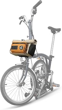Rhinowalk Handlebar Bag for Brompton Folding Bike Waterproof 2-in-1 Shoulder Bag Quick-Release Mount, MOLLE System, 4L Roll-Top Front Bag Beige