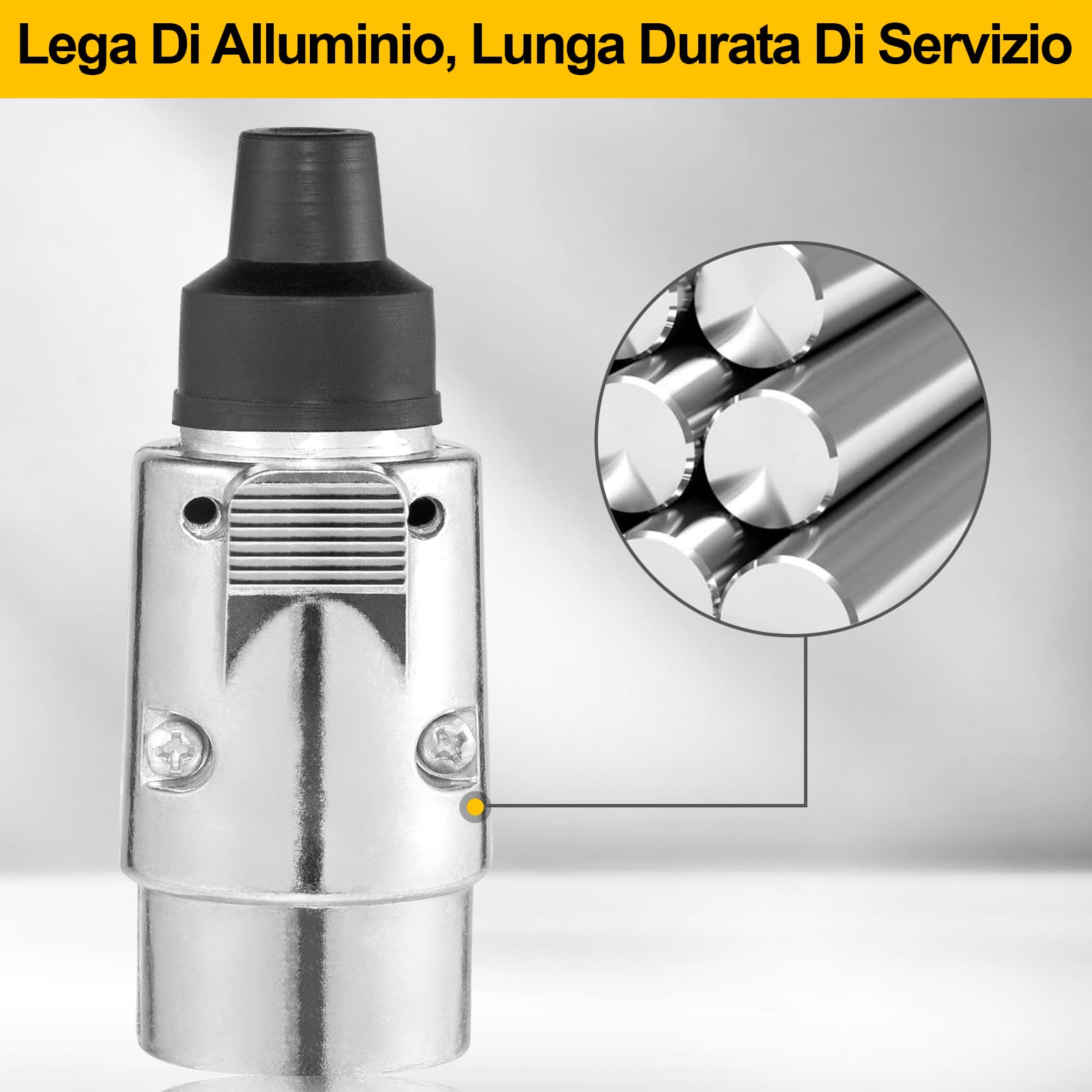 Adattatore Per Rimorchio Auto 12V Da 7 Poli A 4 Pin - Universale, Lama Piatta E Rotonda, Nero - 2
