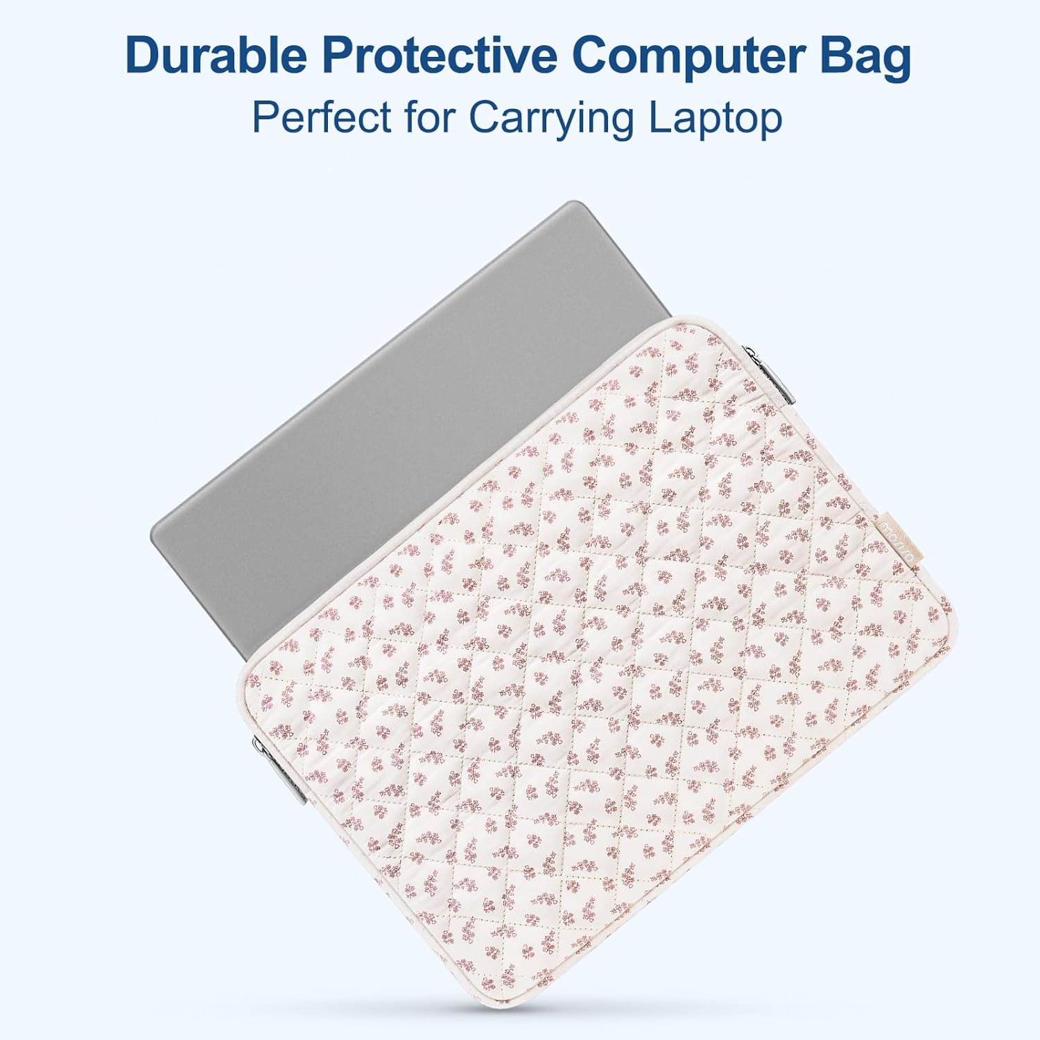 MOSISO 13-14 inch Laptop Case, 13.3 inch Puffy Laptop Sleeve Compatible with MacBook Air 13.6 M4 M3 M2 M1/Pro 13/Pro 14, HP Dell ASUS Lenovo, Square Quilted Bag&Small Case, Elegant Little Blossom - Image 2