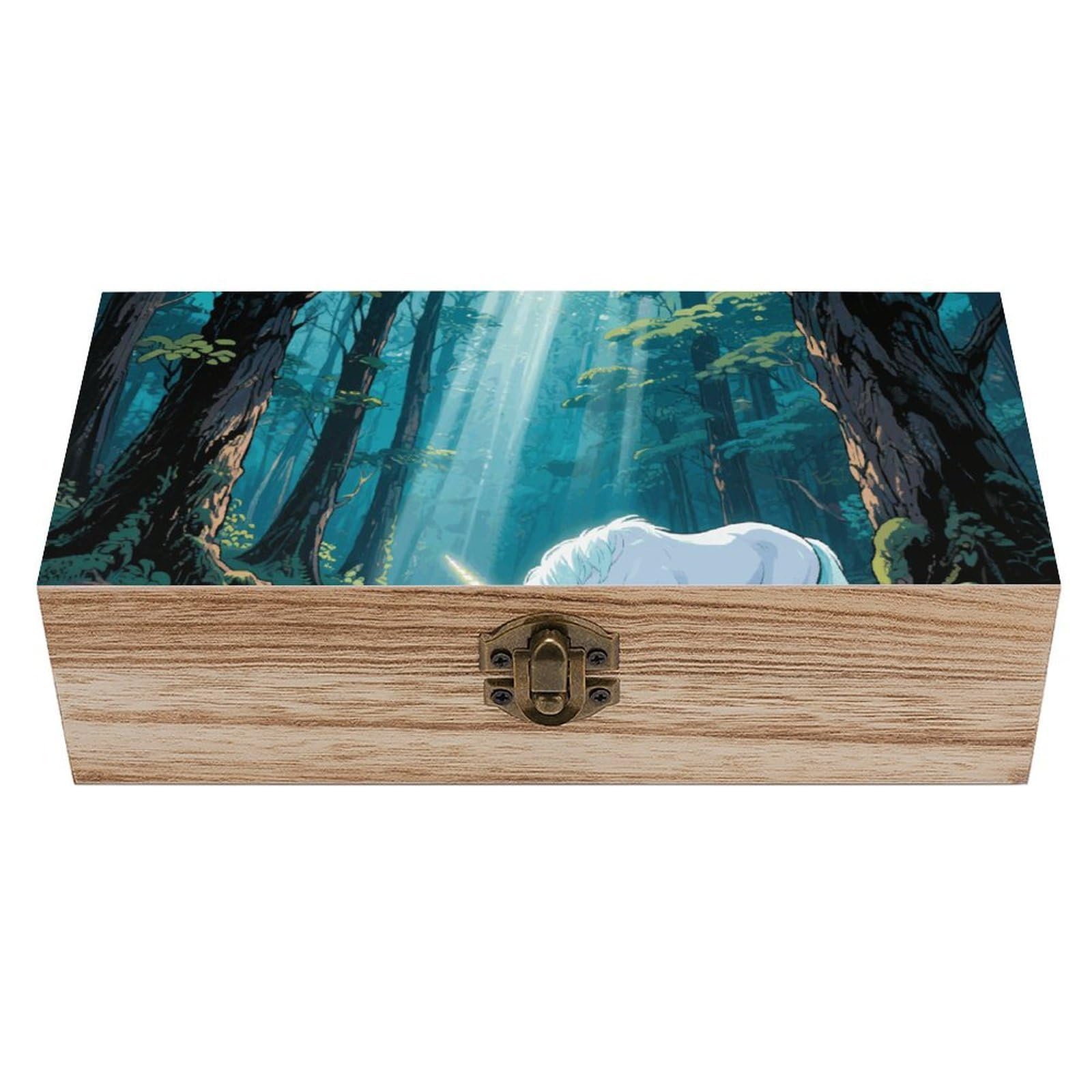 Unicorn in The Ancient Wooden Keepsake Box Storage Boxes with Hinged Lid