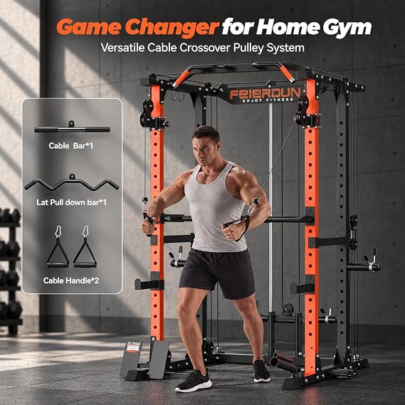 FEIERDUN Multi-Function Squat Rack Power Cage FLA01 2000LBS Capacity