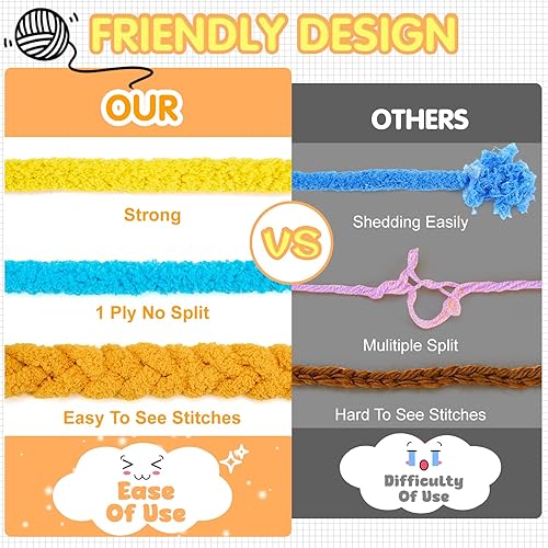 Miniatura 7 de ERLYEEN Hilo grueso de chenilla súper voluminoso, suave, grueso, esponjoso, gigante, lavable, de poliéster grande, para bricolaje, manta de punto,