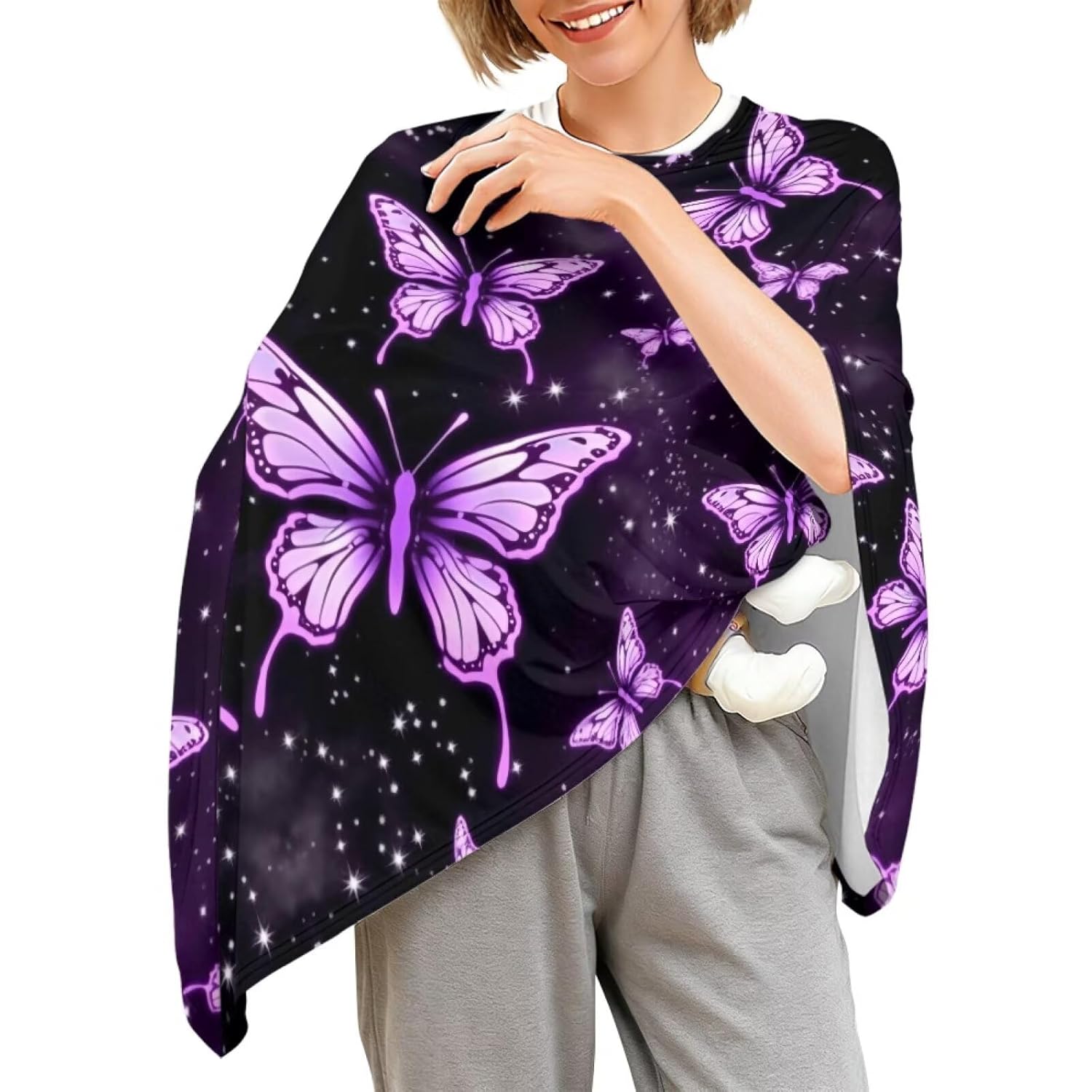 Purple Butterfly Nursing Cover up for Breastfeeding Breathable Privacy Nursing Covers for Mom Portable Newborn Essentials Must Haves Universal Fit