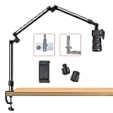 Overhead Camera Mount Desk Stand, Bearing 18lb, Base& Top 360° Adjustable, with 1/4“ 3/8