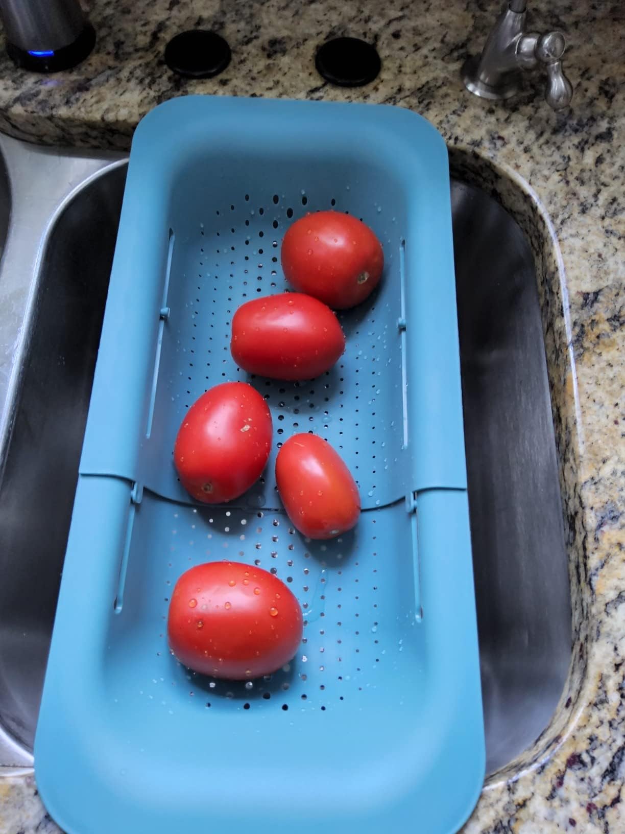 AHASON'S Colador para colocar sobre el fregadero, lavar verduras y frutas, escurrir la pasta cocida, cesta extensible (verde menta)