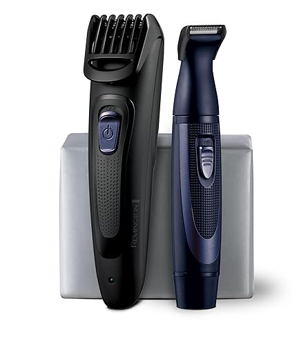 Remington Kit de recortadora de barba recargable para bigotes, pelo de nariz y detalles ligeros y aseo con recortador de nariz con batería adicional
