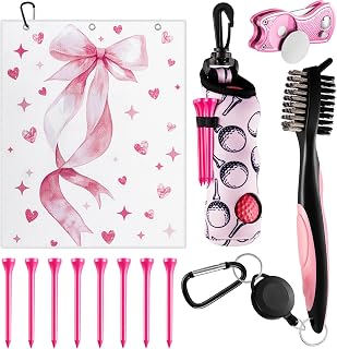 Liliful 12 Pcs Golf Accessories Kit, Include Golf Ball Bag with Hook Towel Tees Magnetic Ball Marker Divot Tool Cleaner Brush for Women Man Gifts