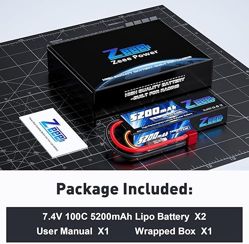 Miniatura 6 de Zeee 7.4V 2S Lipo batería 100C 5200mAh con conector Deans T para RC coche camión vehículo Buggy Losi RC modelo (2 unidades)