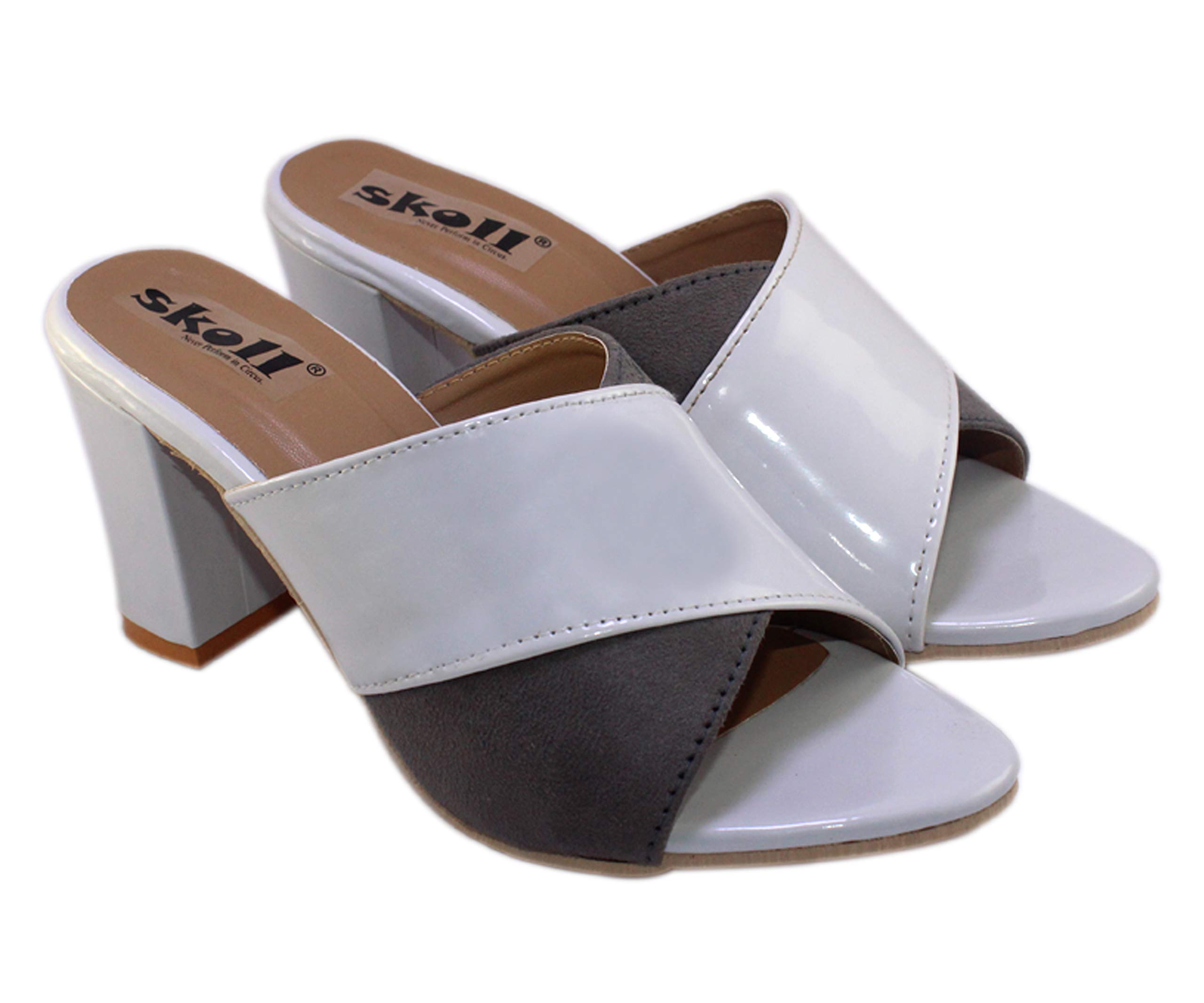 SKOLL Women Block Heel Mules Grey (B08DXPV8TT) Amazon Price History, Amazon Price Tracker