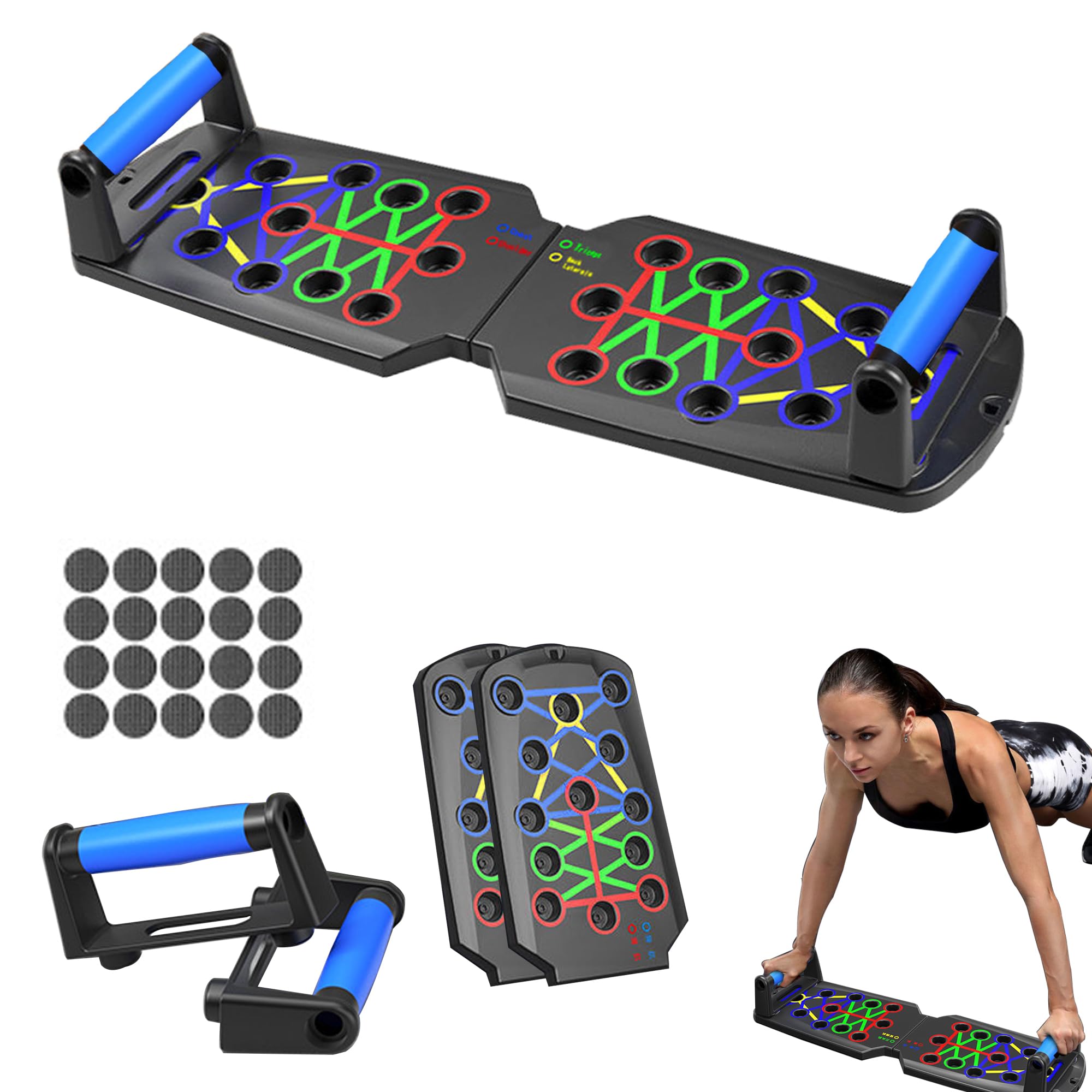Functional Pushup Stands System Fitness Floor Chest Muscle Exercise Professional Equipment Burn Fat Strength Training Arm Men & Women Solid Push Up Board 28 in 1 Home Workout Equipment Multi