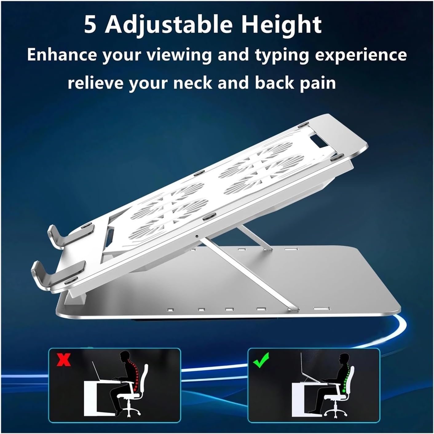 Laptop Cooling Cooler Pad Stand with Adjustable Height USB-Powered Fans – Optimal Notebook Cooling Base
