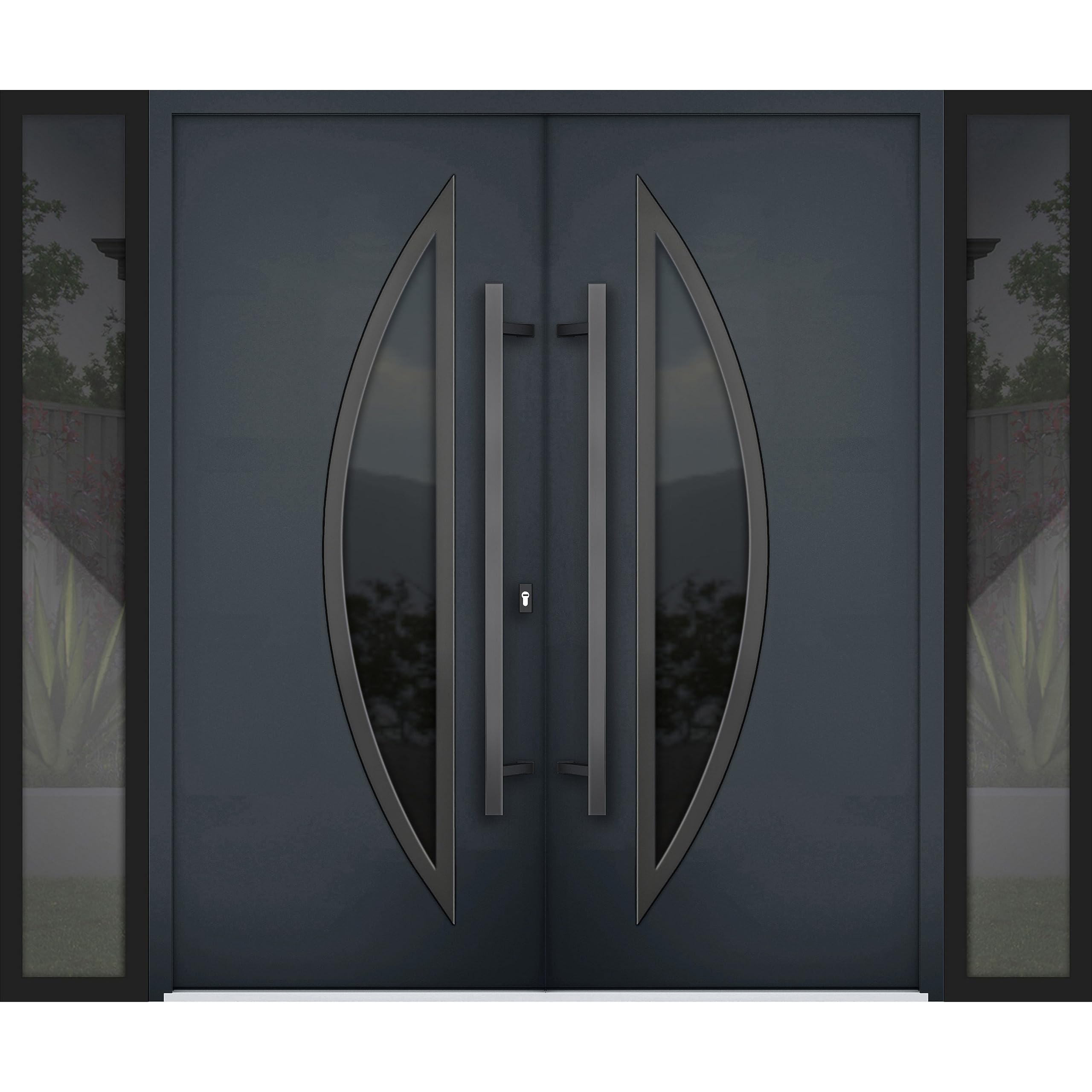 VDOMDOORS Anthracite double door entry with sidelights