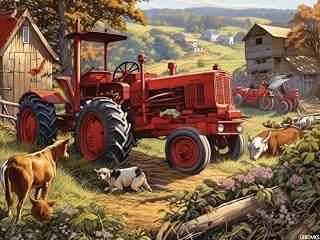 UIBDVKS Farm Scene Tractor DIY Diamond of Painting by Numbers Full Round Drill Diamond Beads Cross Stitch Mosaic Crystal Rhinestone Arts and Craft Mosaic Art Paints for Home Wall Decor 12x16inch ﻿
