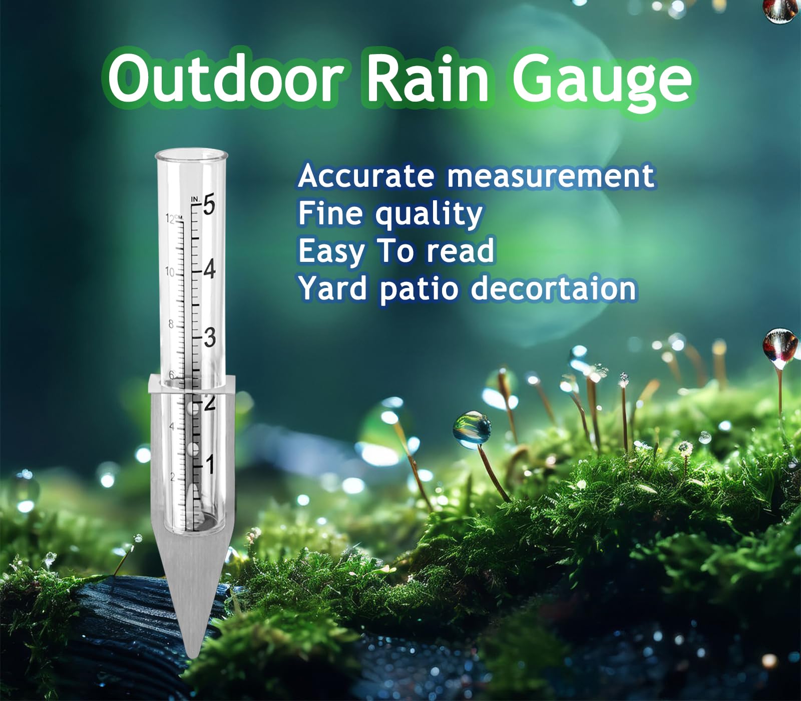 dgudgu 4 Set Rain Gauge Outdoor with Stainless Steel Rack Holder Transparent Rain Guage Plastic Rain Gage for Standing On Filed Or Mounting Wall,Yards, Lawns, Pathway, Patio