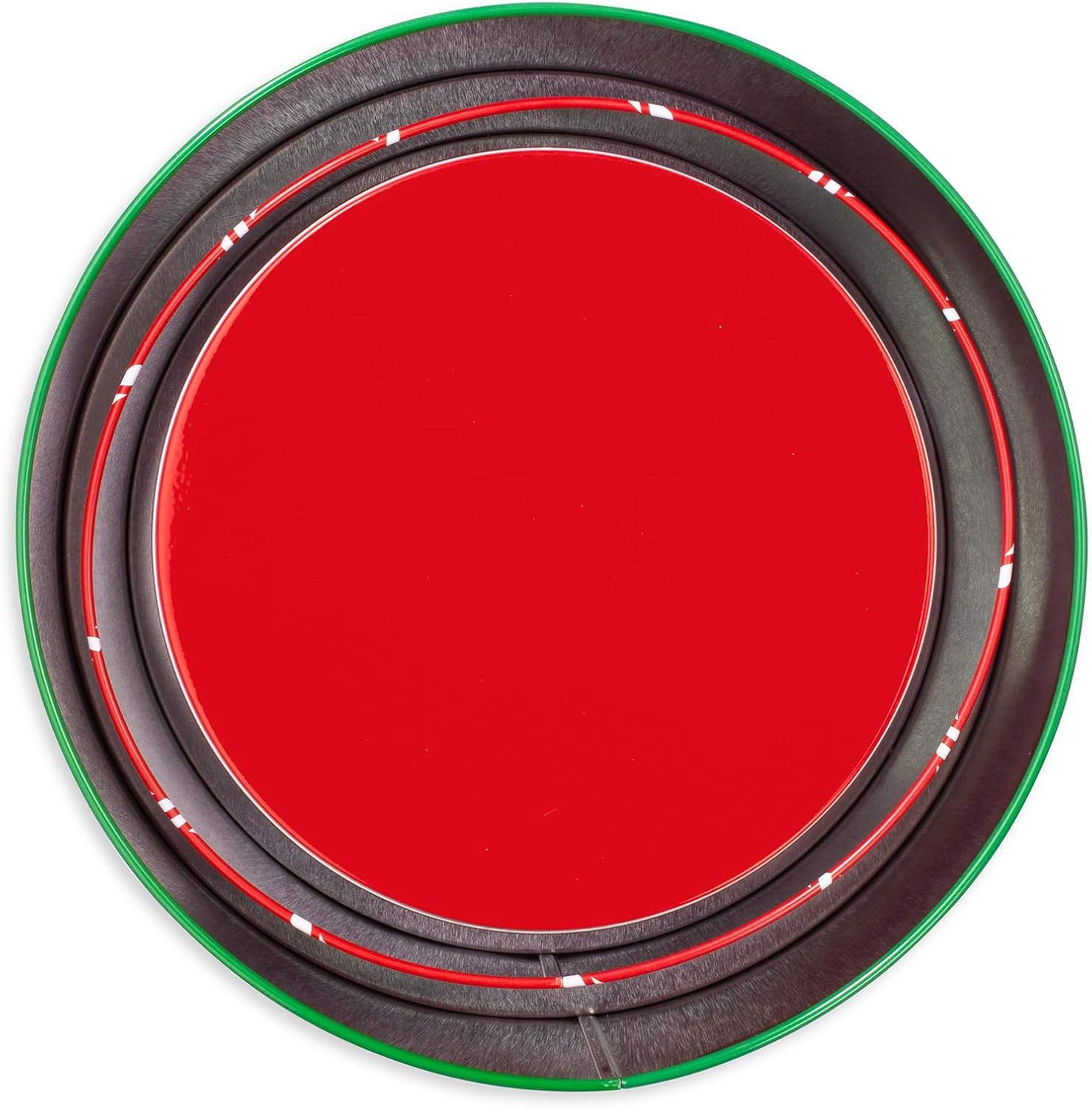 STEEL MILL AND CO. Square Holiday Tin Container, 3 Pack Christmas Cookie Containers, Gift Giving Nesting Boxes, Snowflakes Bundle with Round Holiday Tin 3 Pack, Gnomes