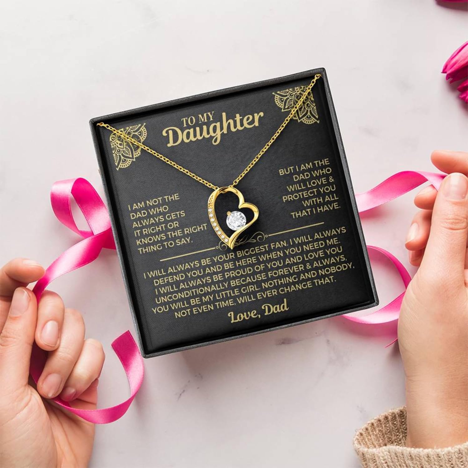 I am the Dad who will love and protect you with all that I have Necklace for Daughter from Dad – Meaningful Gift for Birthday, Graduation, or Special Occasions - Image 3