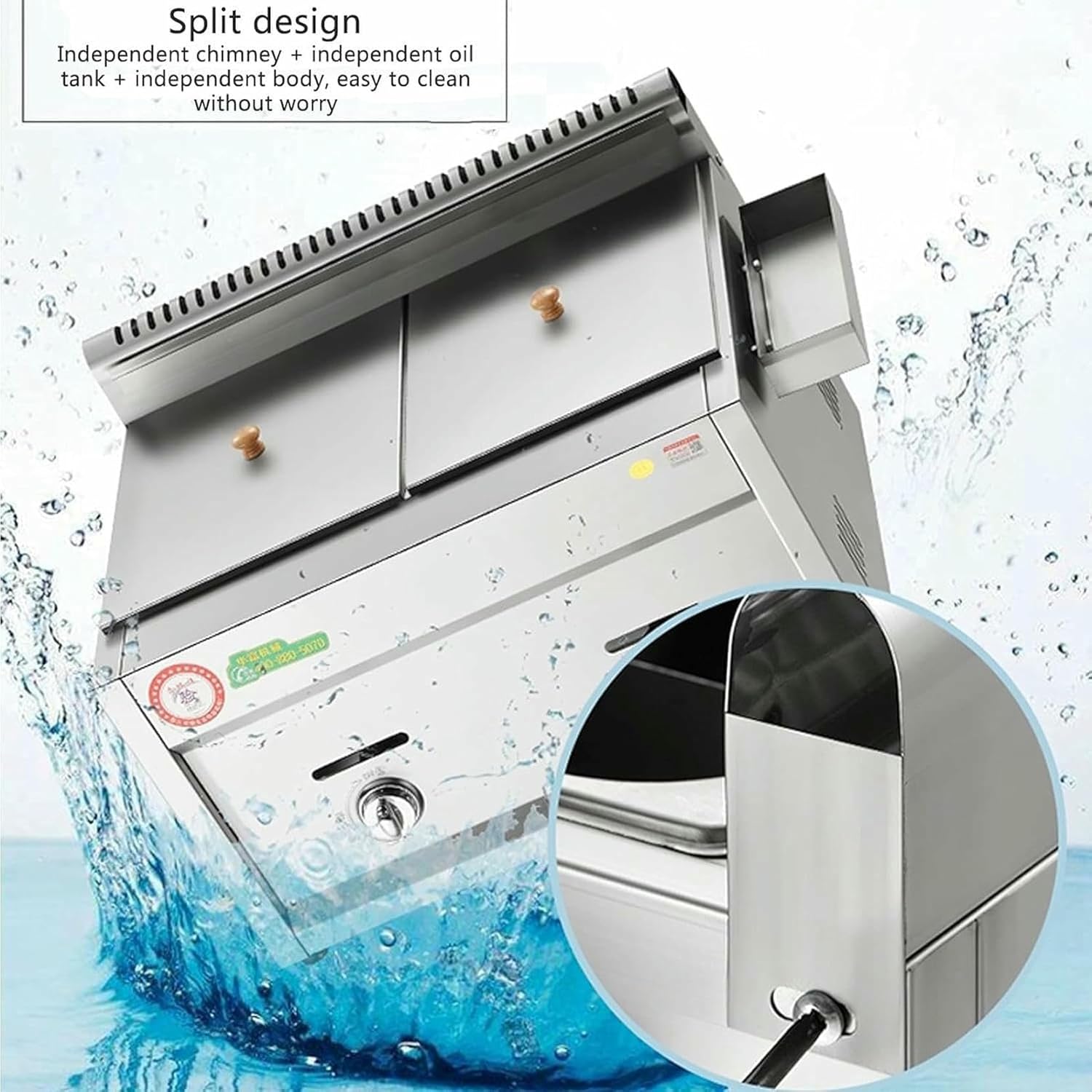 Stainless Steel LPG Fryer - 20L Large Capacity Gas Fryer with Baskets and Lids for Home and Commercial Use - Ideal for Frying and Cooking