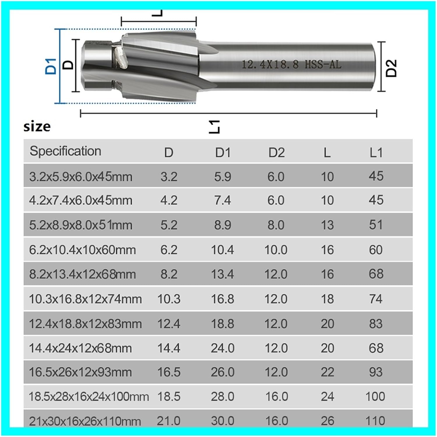 Counterbore Cutter 4 Flute Counterbore End Mill M3-M20 CNC Router Bit 1-8Pcs Set Slotting Tool Countersink Mill Machine Milling Tool(FG M10-10x17.5x12x8)