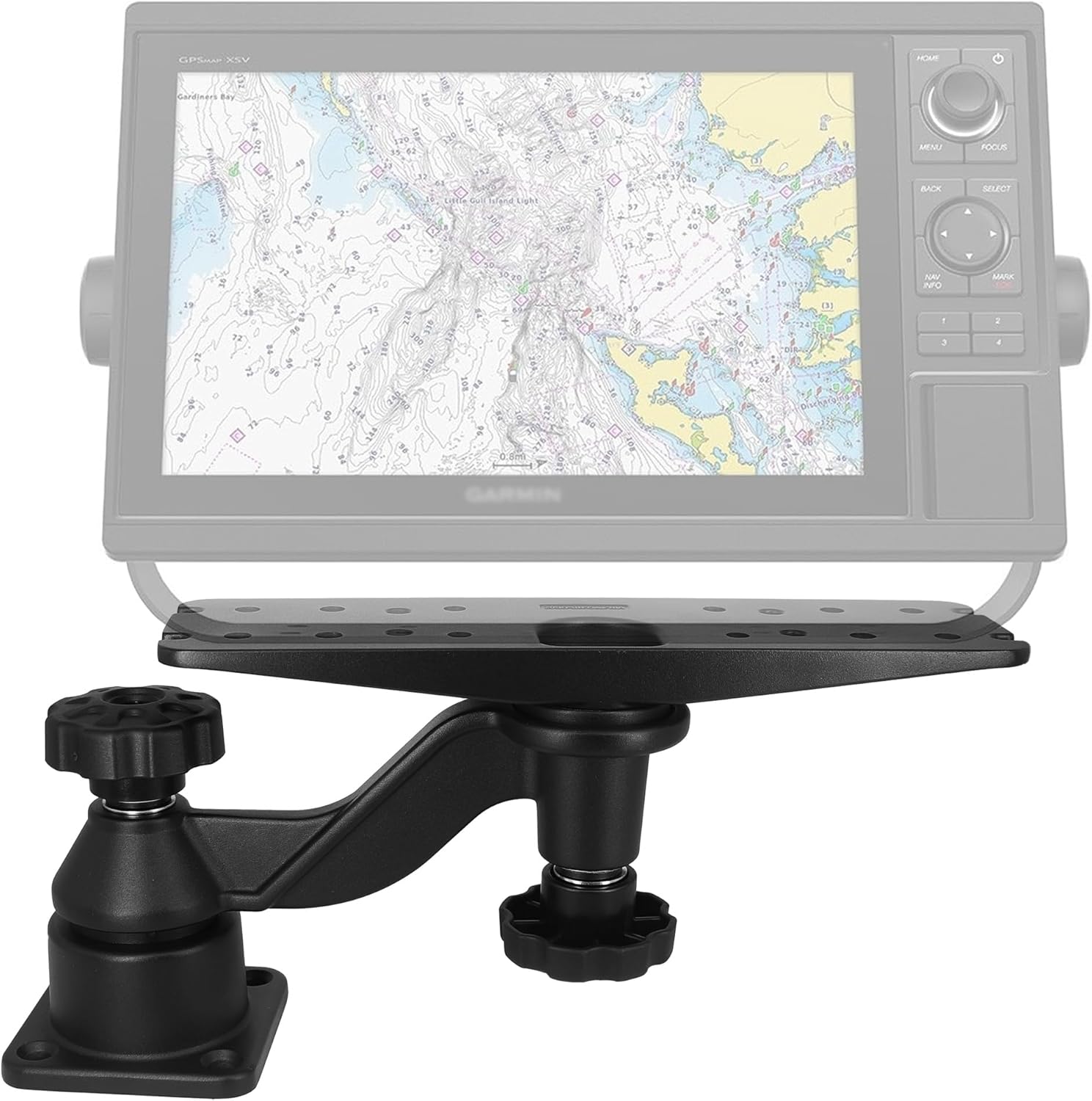 Aluminum Fish Finder Mount for 7″-16″ Displays | Compatible with Garmin & Lowrance Aluminum Fish Finder Mount for 7″-16″ Displays | Compatible with Garmin & Lowrance
