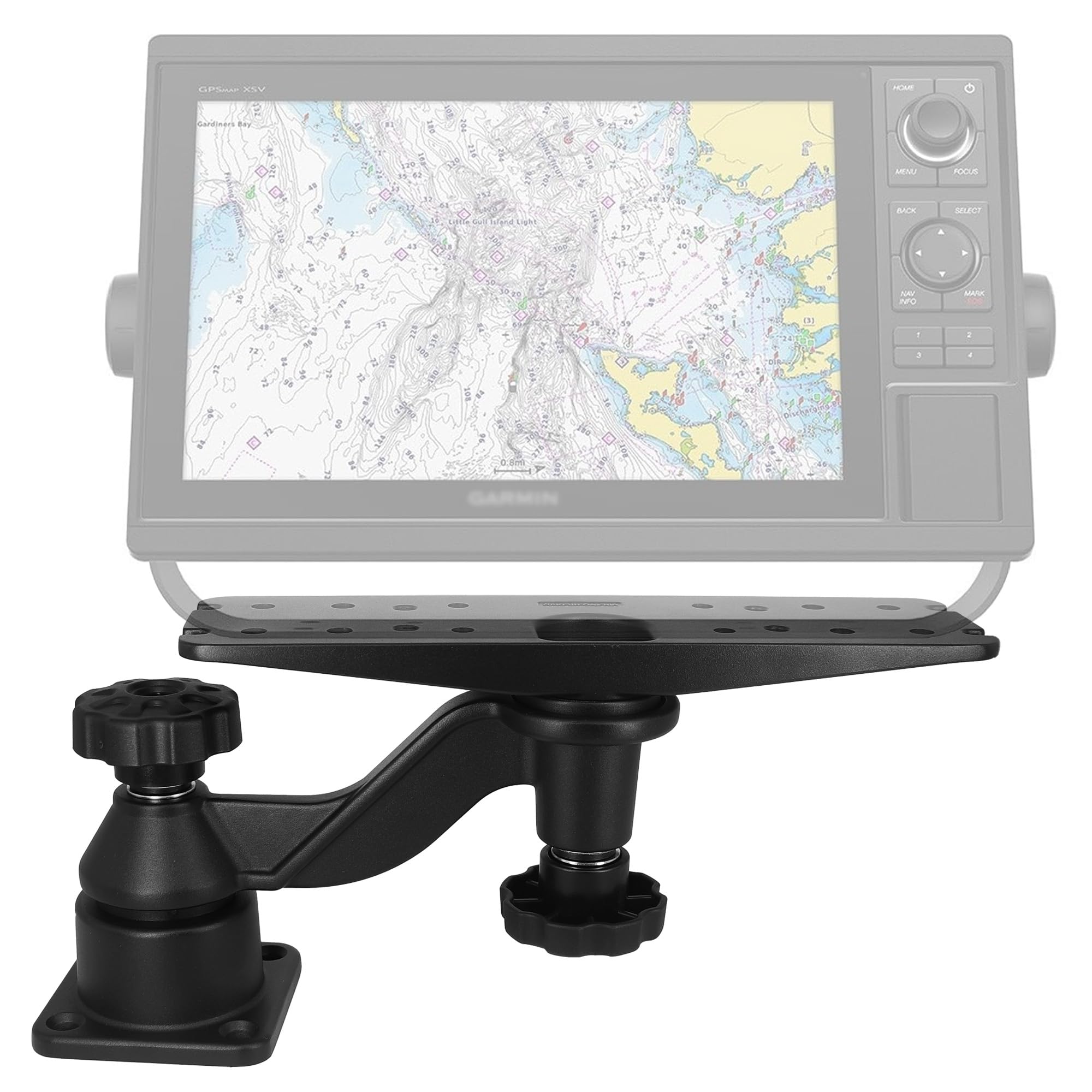 WINDFRD All Aluminium Fish Finder Mount for 7" to 16" Large Fishfinder, Reinforced Arm Marine Electronic Mount, Compatible with Garmin, Lowrance and
