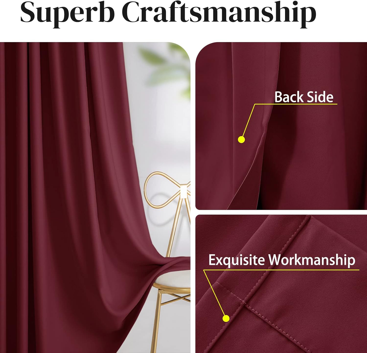 Rose Home Fashion Blackout Sliding Door Curtains, Room Darkening Thermal Insulated Curtains for Living Room Bedroom, Sliding Glass Door Drapes, 1 Panel, W100 x L96, Burgundy