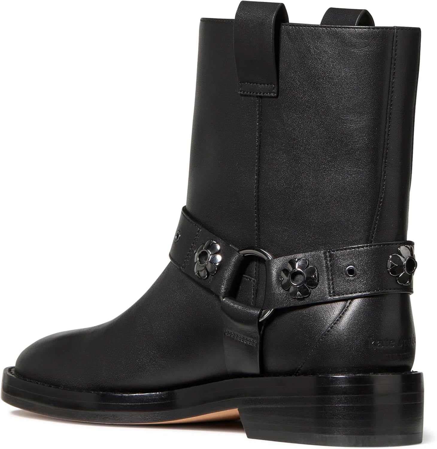 kate spade new york Women's Spade Flower Stud Smooth Leather Moto Boot