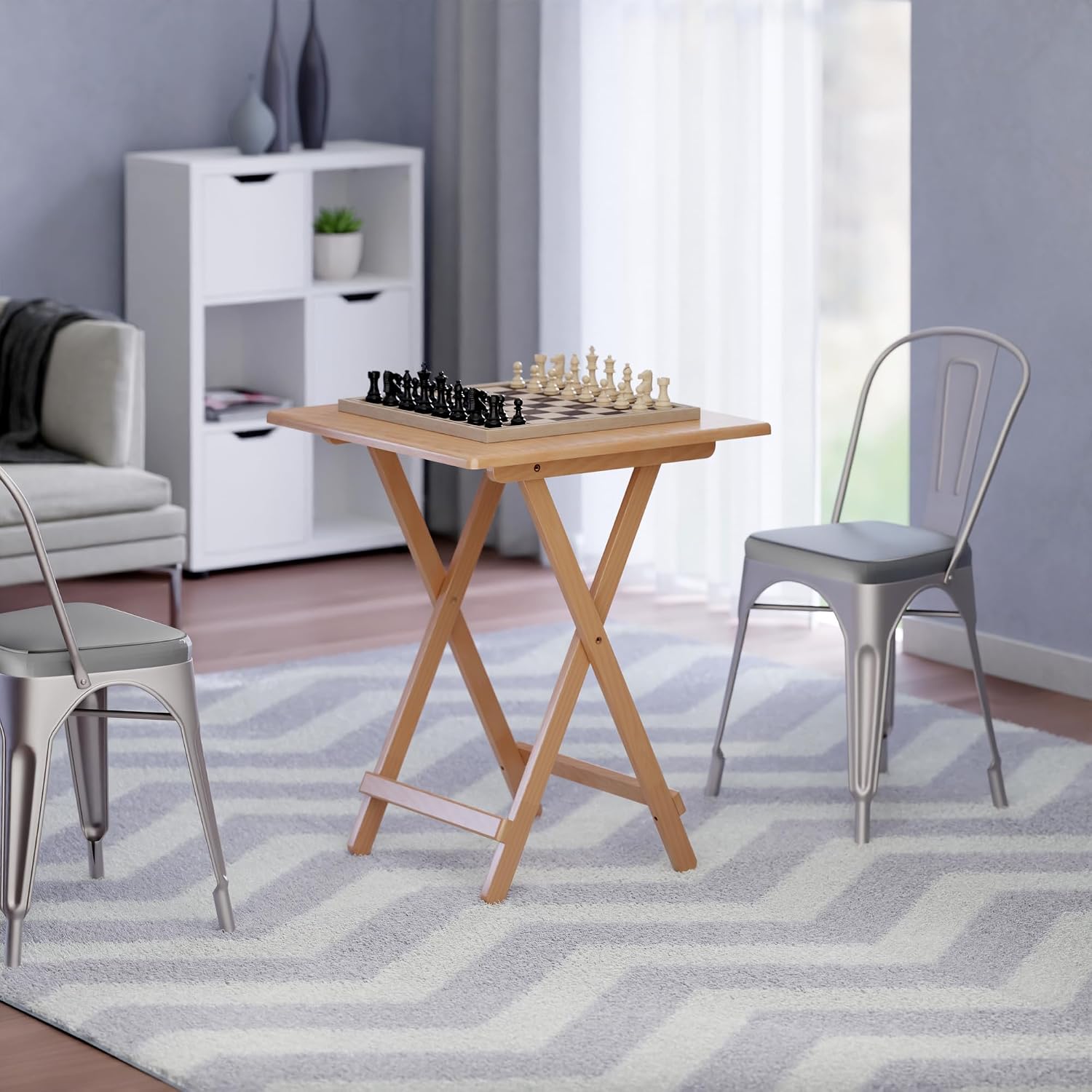 Winsome Delayney Folding Table Natural Wood Finish - Portable Accent Table for Small Spaces