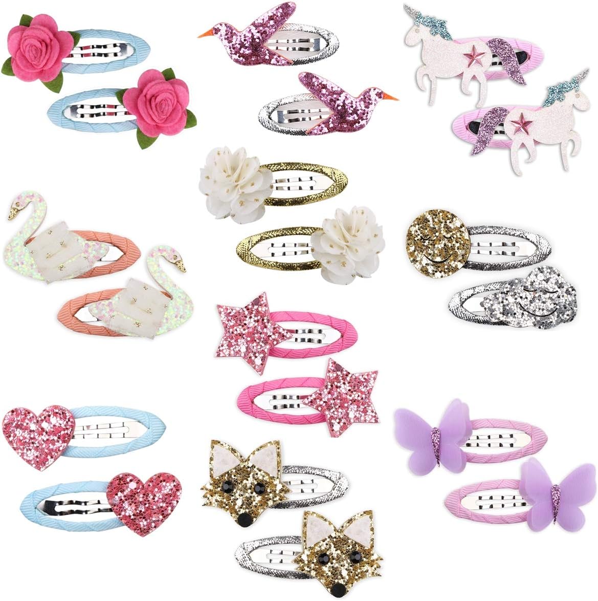 20 Pcs Hair Clips Animal Pattern Print Girls' Metal Snap Hair Clips Hair Barrettes hairpins Hair Accessories for Girl Teens Kids Babies Toddlers Women