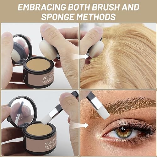 Miniatura 3 de VOLLUCK Polvo de retoque de raíz, polvo instantáneo de línea capilar para áreas de adelgazamiento y cobertura de cabello gris, cubierta de raíces