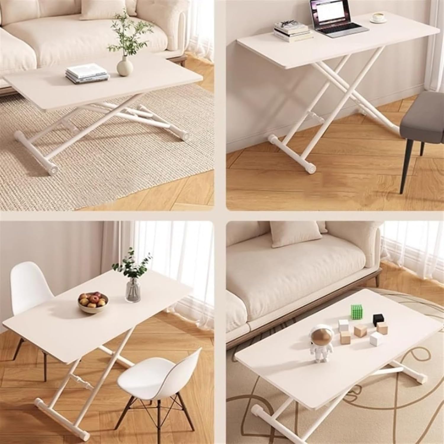 Mesa de Centro elevable, Multifuncional, de Altura Ajustable y con Patas de Metal para Sala de Estar, Comedor, Oficina o Escritorio móvil.