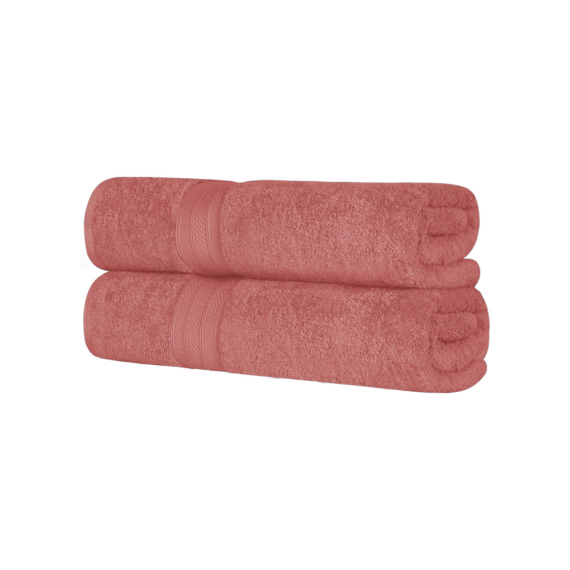 Drap de bain en coton peigné longues fibres rose poudré, douceur luxe lot de 2
