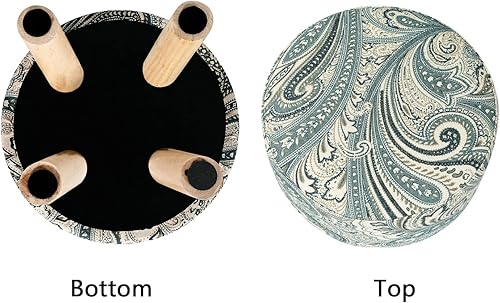 Miniatura 110 de Asense Taburete redondo otomano con reposapiés acolchado de tela, lindo reposapiés otomano con patas de madera antideslizantes, color verde surtido