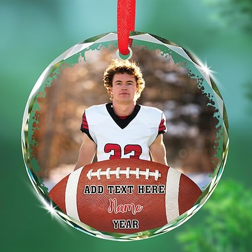 Miniatura 13 de Adorno de cristal de Navidad con nombre de foto personalizado, adorno de Navidad para amantes del béisbol 2025, texto personalizado, adornos de