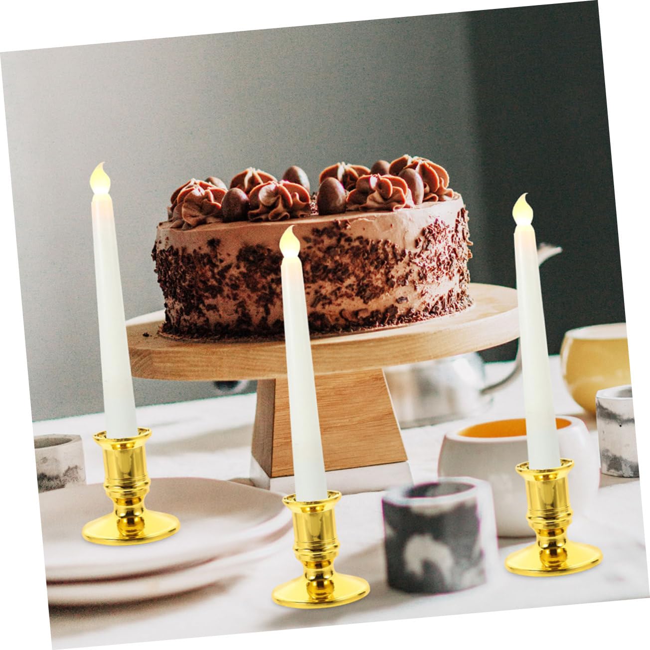 STOBAZA 24pcs Decorations LED Party Supplies conical Pole Light Bulb Candle Holder Pillar Plastic candleholders Tealight Plastic Electronic Wedding candleholders