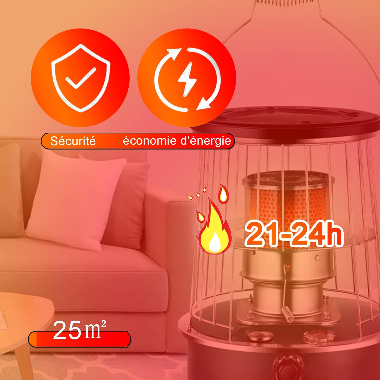 Chauffage au Pétrole sans électricité,Efficace Poêle À Pétrole,Mobile à Pétrole Poêle,Cuisinière et chauffage 2 en 1 6L sûrs, sans odeur, sans électricité, avec sac de rangement