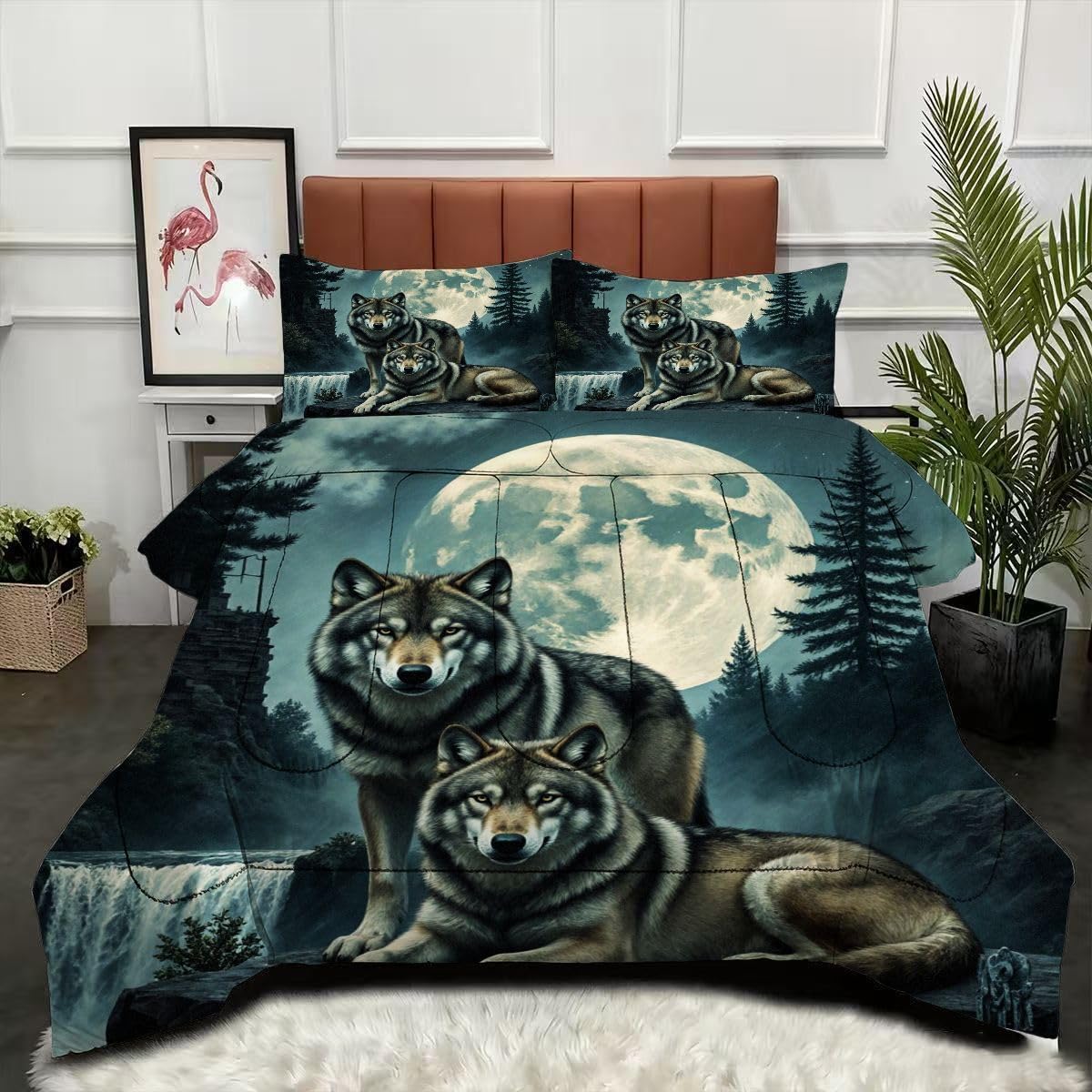 Couette Loup animal 3D pour lit 2 personnes : créez un nid douillet moderne